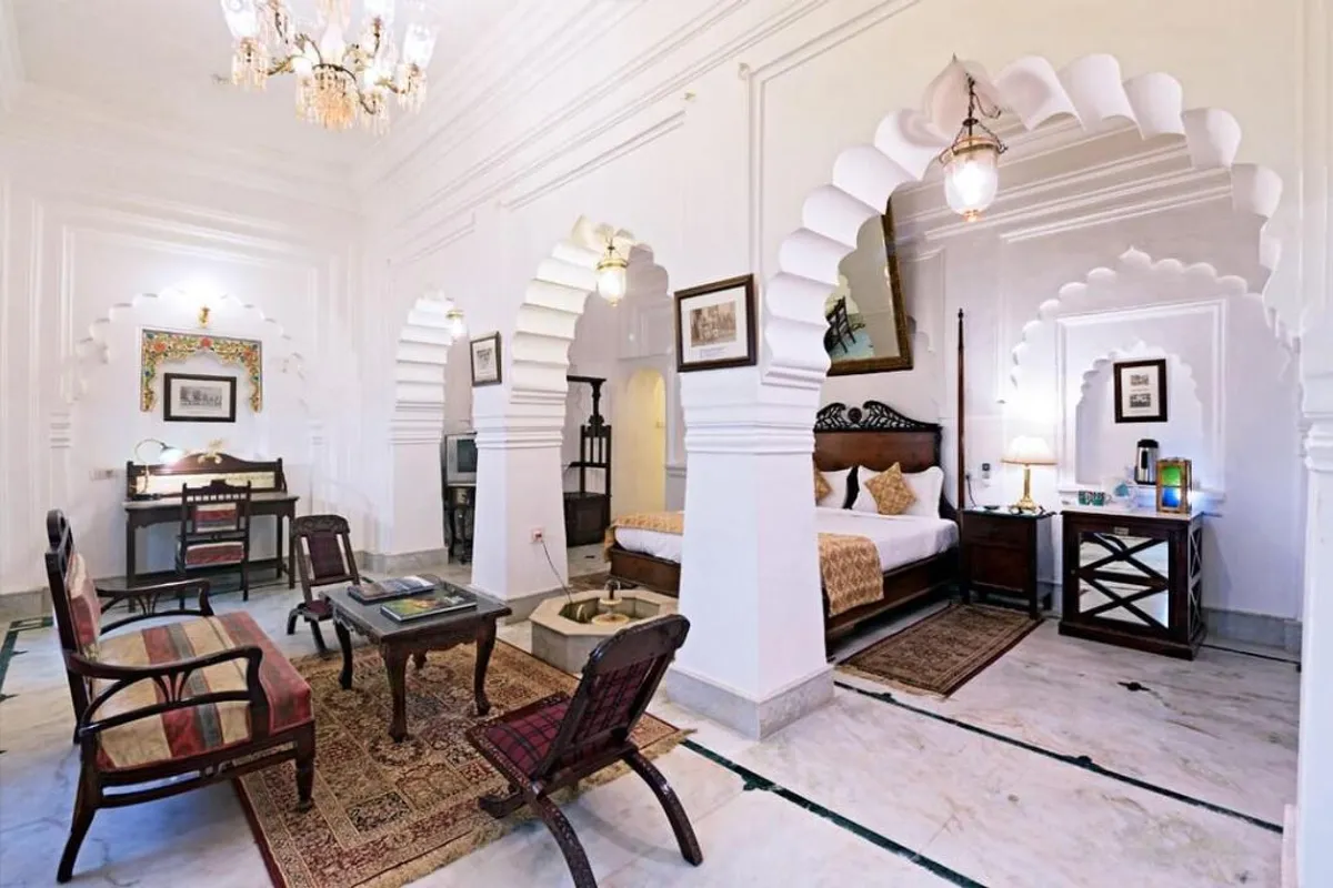 Laxmi Vilas Palace Heritage Hotel suite interior